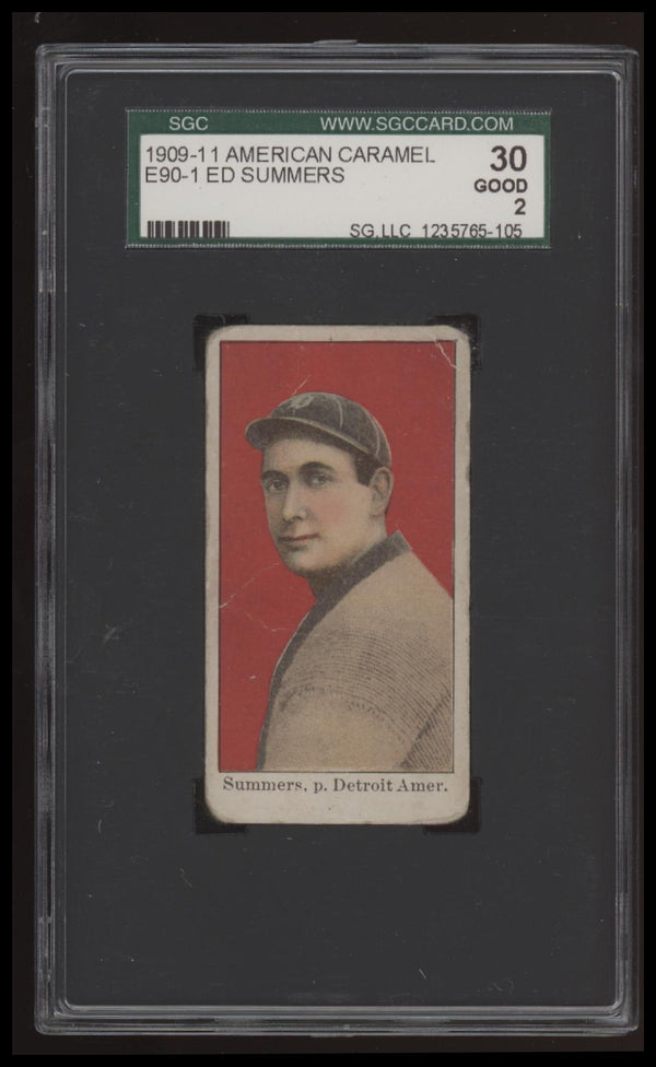 1909 E90-1 ED SUMMERS NNO AMERICAN CARAMEL SGC 2 GOOD BASEBALL DETROIT TIGERS