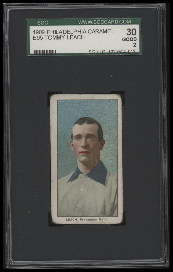1909 E95 TOMMY LEACH PHILADELPHIA CARAMEL SGC 2 GOOD BASEBALL PITTSBURGH PIRATES