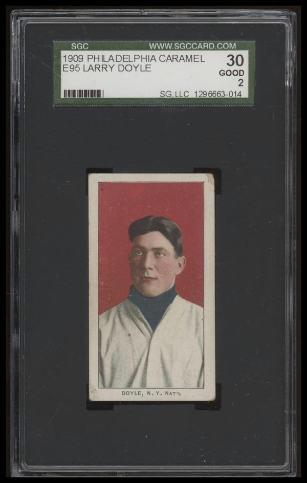 1909 E95 LARRY DOYLE PHILADELPHIA CARAMEL SGC 2 GOOD BASEBALL NEW YORK GIANTS