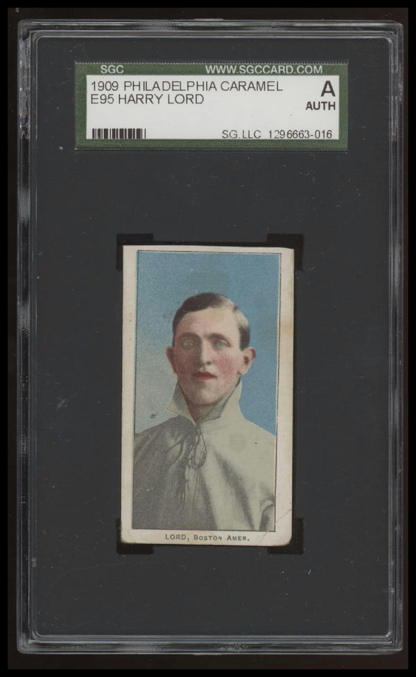 1909 E95 HARRY LORD NNO PHILADELPHIA CARAMEL SGC A GOOD BASEBALL BOSTON RED SOX