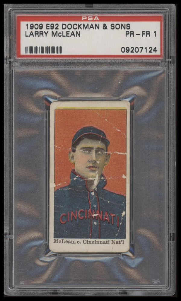 1909 E92 LARRY MCLEAN NNO DOCKMAN & SONS GUM PSA 1 POOR BASEBALL CINCINNATI REDS