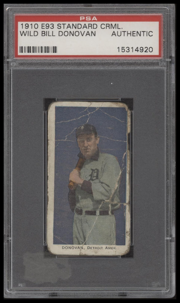 1910 E93 BILL DONOVAN STANDARD CARAMEL WILD PSA A POOR BASEBALL DETROIT TIGERS