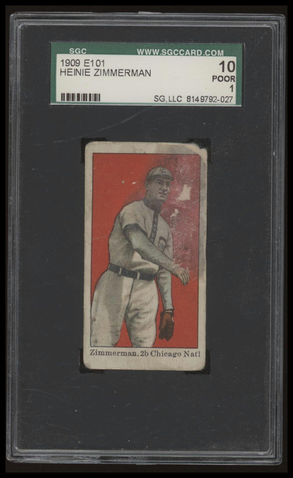 1909 E101 HEINIE ZIMMERMAN NNO SET OF 50 SGC 1 POOR BASEBALL CHICAGO CUBS