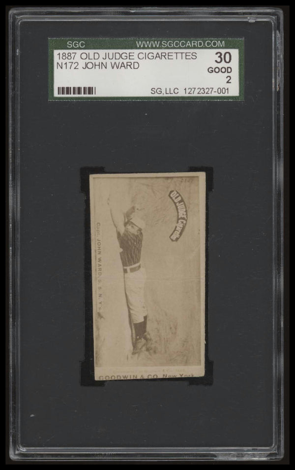 1887 OLD JUDGE JOHN WARD NNO GOOD SLIDING N172 HOF RARE SGC 2 NEW YORK GIANTS