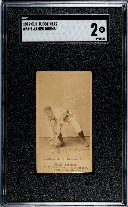 1887 OLD JUDGE JAMES BURNS 56-1 GOOD STOOP TO FIELD GROUNDER N172 SGC 2 COWBOYS