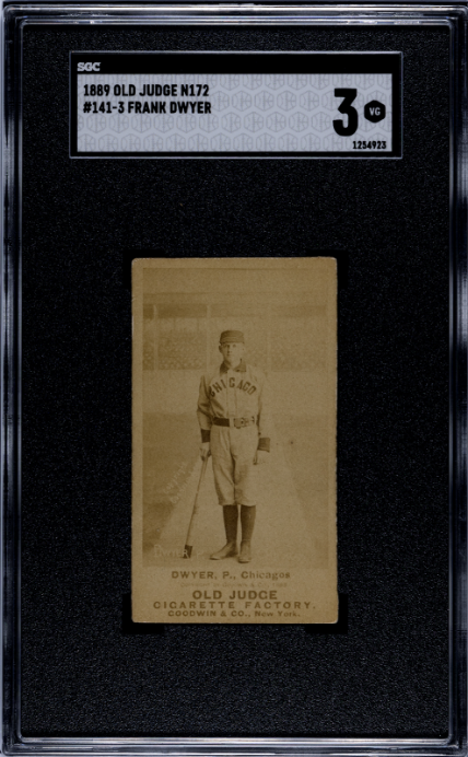 1887 OLD JUDGE FRANK DWYER 141-3 BAT IN R HAND AT SIDE SGC 3 WHITE STOCKINGS
