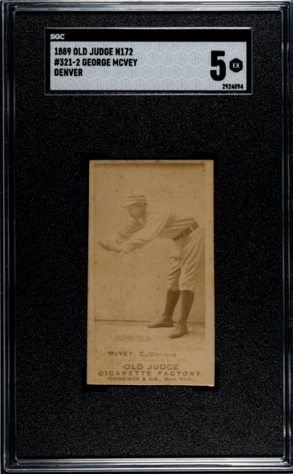 1887 OLD JUDGE GEORGE MCVEY 321-2 BENDING L HAND NEAR WAIST SGC 5 DENVER