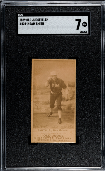 1887 OLD JUDGE SAM SMITH 424-2 NRMT N172 THROWING SGC 7 DES MOINES