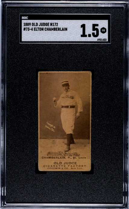 1887 OLD JUDGE ICEBOX CHAMBERLAIN 73-4 ELTON PITCH CHEST HIGH SGC 1.5 BROWNS