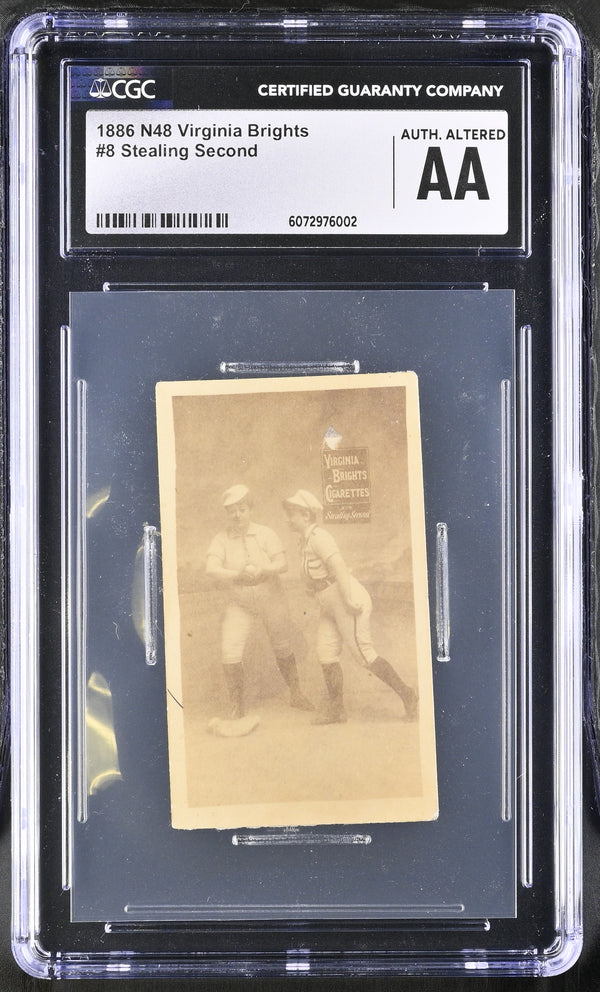1886 VIRGINIA BRIGHTS CIGARETTES STEALING SECOND 8 POOR N48 CGC A BASEBALL