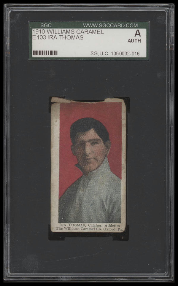 1910 E103 IRA THOMAS NNO POOR WILLIAMS CARAMEL SGC A PHILADELPHIA ATHLETICS