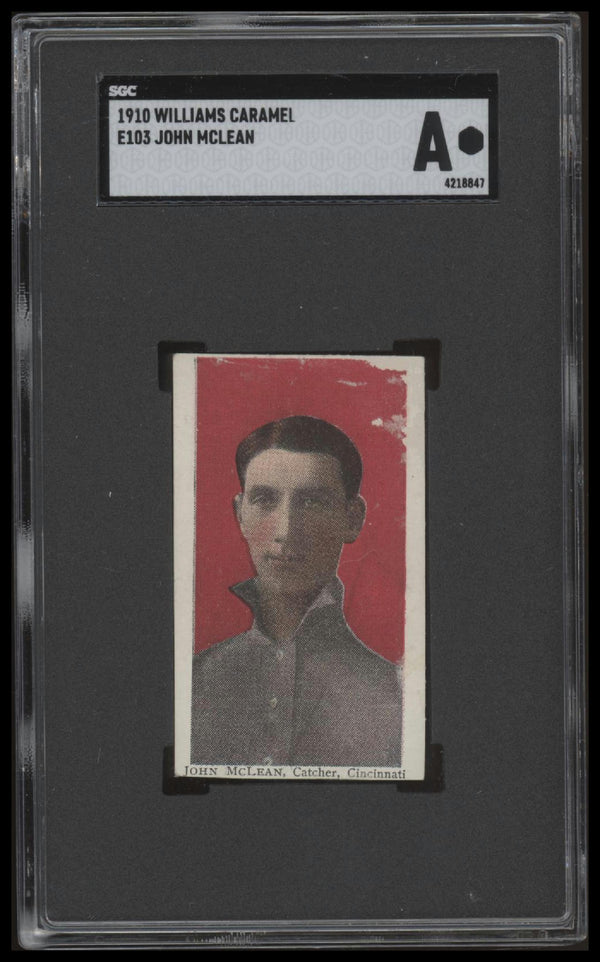 1910 E103 JOHN MCLEAN NNO POOR WILLIAMS CARAMEL SGC A BASEBALL CINCINNATI REDS