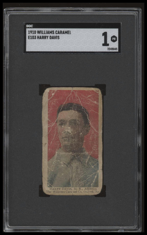 1910 E103 HARRY DAVIS NNO POOR WILLIAMS CARAMEL SGC 1 PHILADELPHIA ATHLETICS