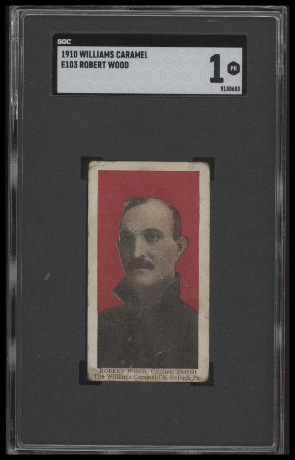 1910 E103 ROBERT WOOD NNO POOR WILLIAMS CARAMEL SGC 1 BASEBALL DETROIT TIGERS