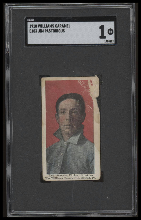 1910 E103 JIM PASTORIUS NNO POOR WILLIAMS CARAMEL SGC 1 BROOKLYN SUPERBAS