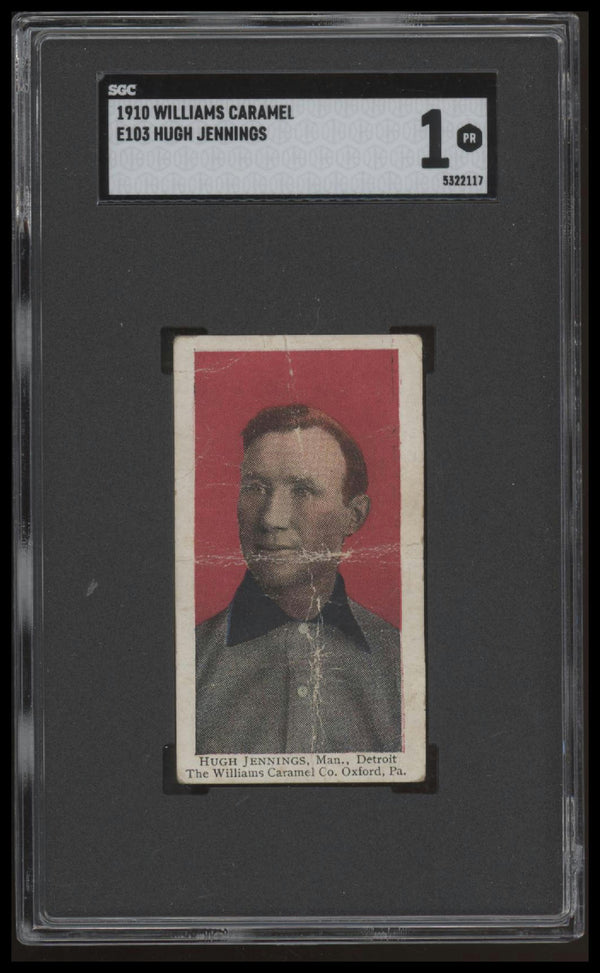 1910 E103 HUGHIE JENNINGS NNO POOR WILLIAMS CARAMEL SGC 1 DETROIT TIGERS