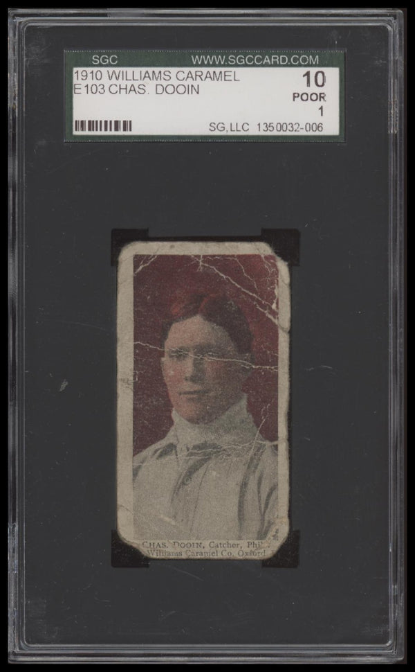 1910 E103 RED DOOIN NNO POOR WILLIAMS CARAMEL SGC 1 PHILADELPHIA PHILLIES