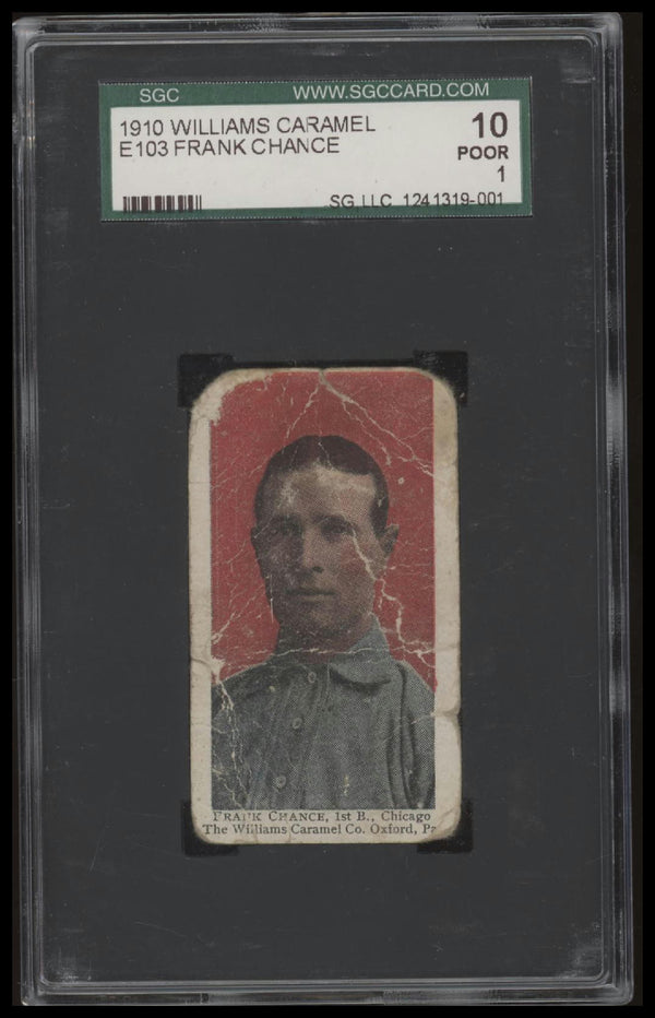 1910 E103 FRANK CHANCE NNO POOR WILLIAMS CARAMEL SGC 1 BASEBALL CHICAGO CUBS
