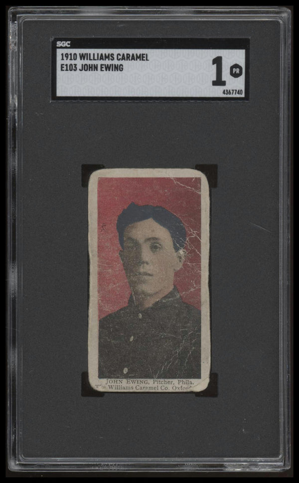 1910 E103 JOHN EWING NNO POOR WILLIAMS CARAMEL SGC 1 PHILADELPHIA PHILLIES