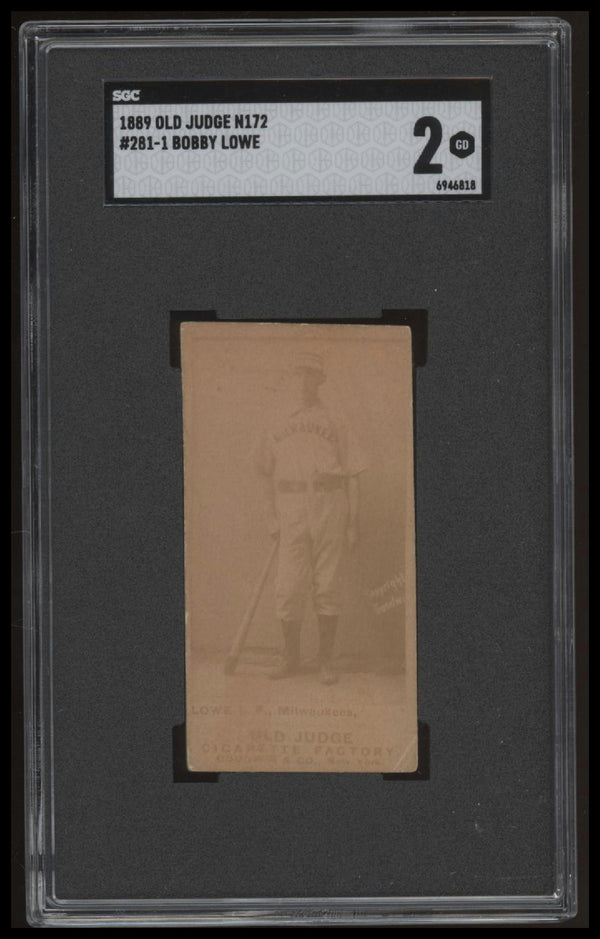 1887 OLD JUDGE BOBBY LOWE 281-1 GOOD LINK BAT AT SIDE N172 SGC 2 CREAM CITYS