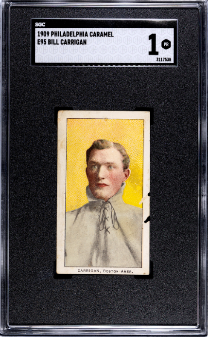 1909 E95 BILL CARRIGAN POOR PHILADELPHIA CARAMEL SGC 1 BASEBALL BOSTON RED SOX