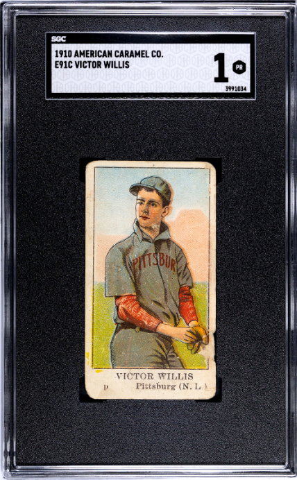 1910 E91-C VICTOR WILLIS POOR AMERICAN CARAMEL SGC 1 BASEBALL PITTSBURGH PIRATES