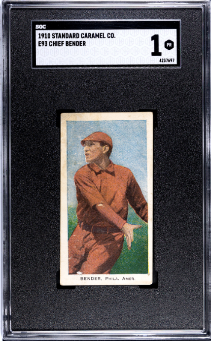 1910 E93 CHIEF BENDER POOR STANDARD CARAMEL HOF SGC 1 PHILADELPHIA ATHLETICS