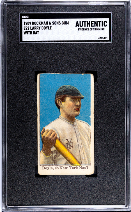 1909 E92 LARRY DOYLE POOR DOCKMAN & SONS GUM W/ BAT SGC A NEW YORK GIANTS
