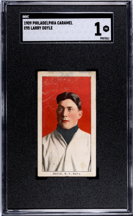 1909 E95 LARRY DOYLE POOR PHILADELPHIA CARAMEL SGC 1 BASEBALL NEW YORK GIANTS