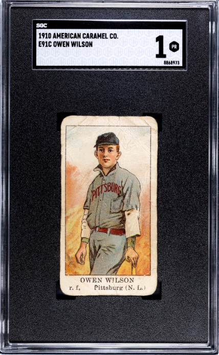 1910 E91-C OWEN WILSON POOR AMERICAN CARAMEL SGC 1 BASEBALL PITTSBURGH PIRATES