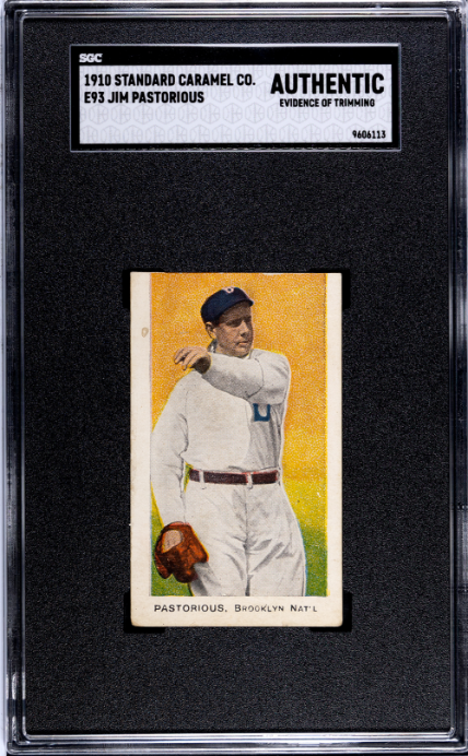 1910 E93 JIM PASTORIUS NNO POOR STANDARD CARAMEL SGC A BASEBALL BROOKLYN DODGERS