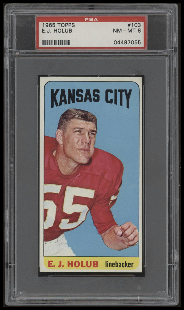 1965 TOPPS E.J. HOLUB 103 NRMT-MT PSA 8 FOOTBALL KANSAS CITY CHIEFS