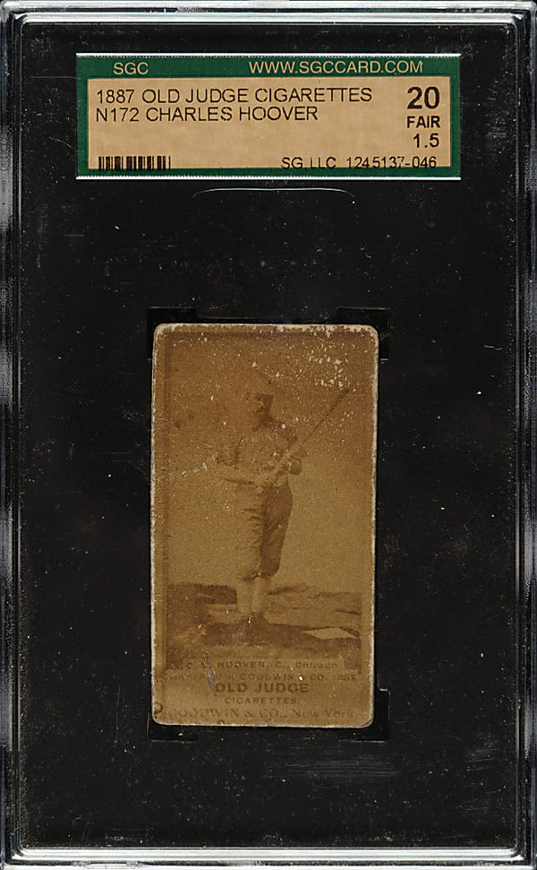 1887 OLD JUDGE CHARLES HOOVER 232-3A FAIR N172 BATTING SGC 1.5 CINCINNATI REDS