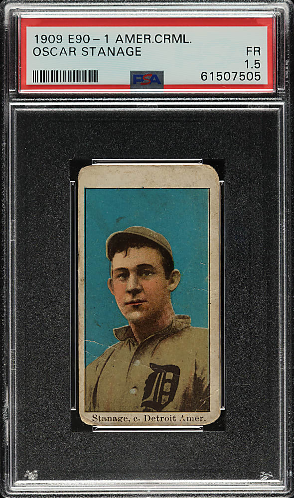 1909 E90-1 OSCAR STANAGE FAIR AMERICAN CARAMEL PSA 1.5 BASEBALL DETROIT TIGERS