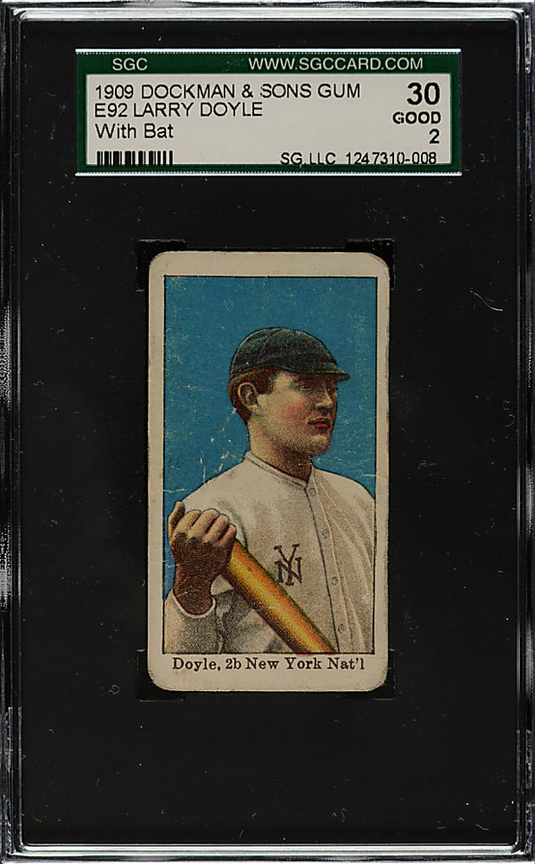 1909 E92 LARRY DOYLE GOOD WITH BAT DOCKMAN & SUNS GUM SGC 2 NEW YORK GIANTS