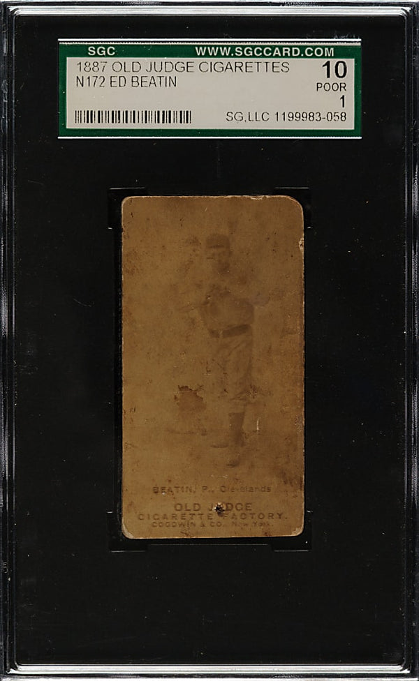 1887 OLD JUDGE ED BEATIN 24-1A POOR ED N172 PITCH HANDS AT CHEST SGC 1 CLEVELAND