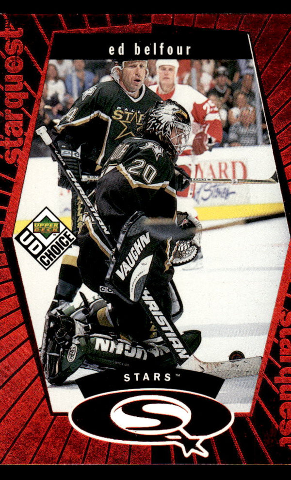1998 UD CHOICE ED BELFOUR SQ17 MINT STARQUEST RED HOCKEY DALLAS STARS