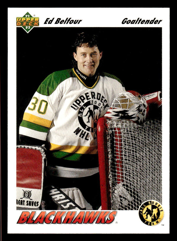 1991 UPPER DECK ED BELFOUR 39 MINT HOCKEY CHICAGO BLACKHAWKS