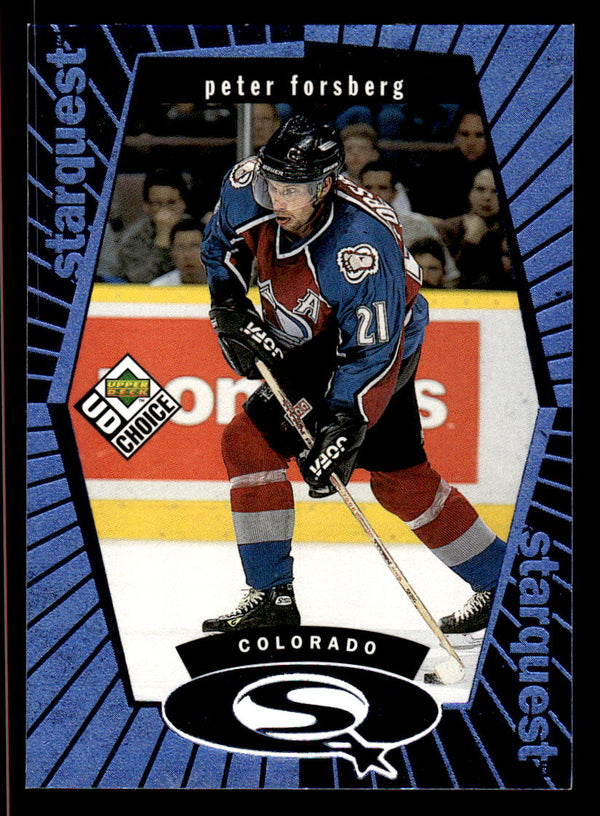 1998 UD CHOICE PETER FORSBERG SQ20 MINT STARQUEST BLUE HOCKEY COLORADO AVALANCHE
