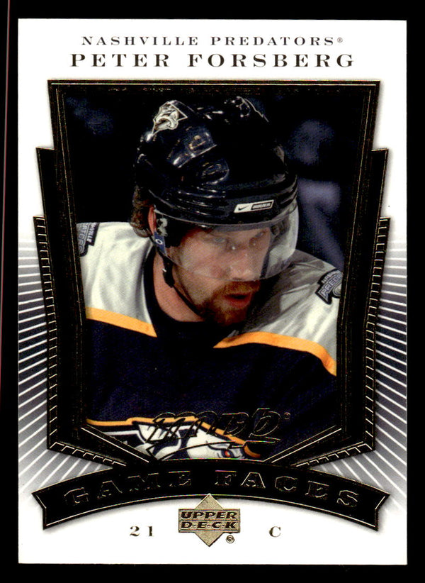 2007 UPPER DECK MVP PETER FORSBERG GF5 MINT GAME FACES NASHVILLE PREDATORS