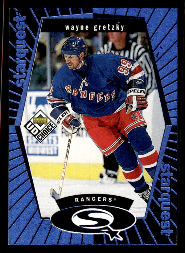 1998 UD CHOICE WAYNE GRETZKY SQ1 MINT STARQUEST BLUE HOCKEY NEW YORK RANGERS