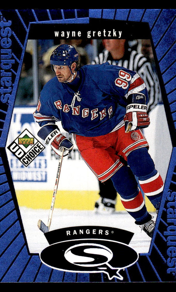 1998 UD CHOICE WAYNE GRETZKY SQ1 MINT STARQUEST BLUE HOCKEY NEW YORK RANGERS