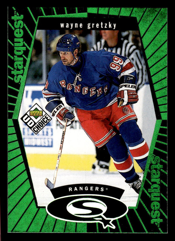 1998 UD CHOICE WAYNE GRETZKY SQ1 MINT STARQUEST GREEN HOCKEY NEW YORK RANGERS
