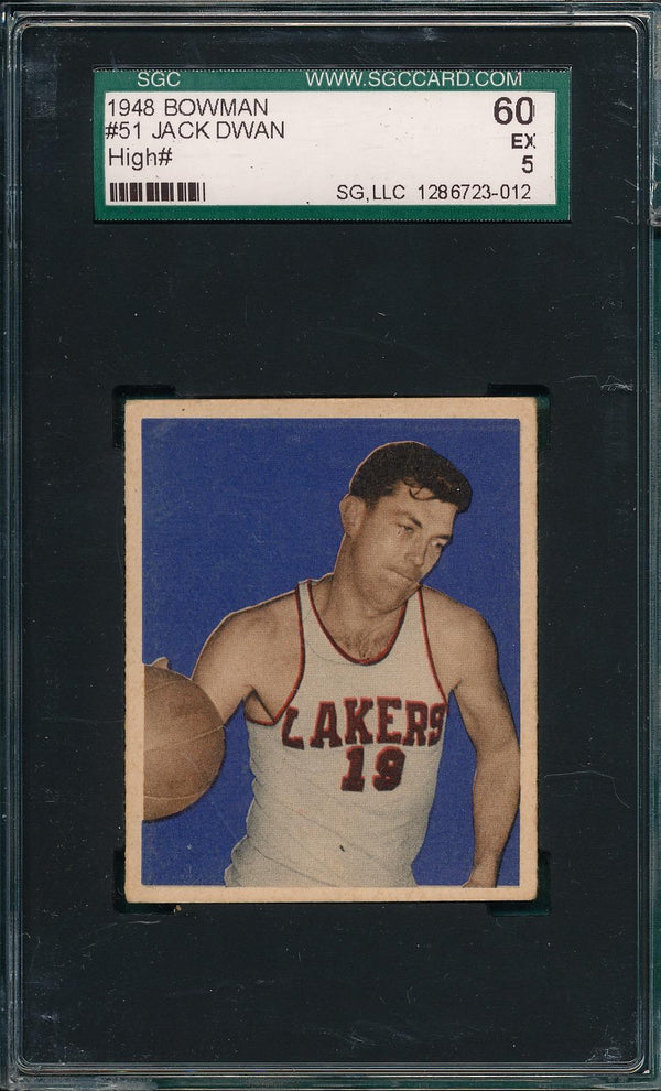 1948 BOWMAN JACK DWAN 51 EX HIGH # SGC 5 BASKETBALL MINNEAPOLIS LAKERS