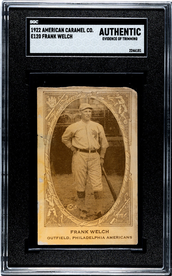 1922 E120 FRANK WELCH POOR AMERICAN CARAMEL SGC A PHILADELPHIA ATHLETICS