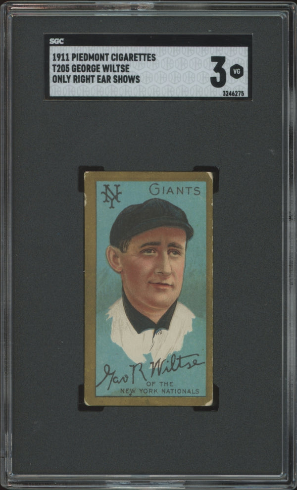 1911 T205 HOOKS WILTSE VG GOLD RIGHT EAR SHOWING PIEDMONT SGC 3 NEW YORK GIANTS