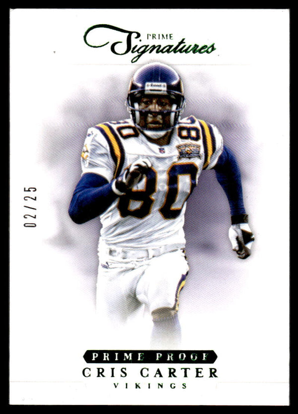 2012 PANINI PRIME SIGNATURES CRIS CARTER 175 PRIME PROOF GREEN 2/25 VIKINGS