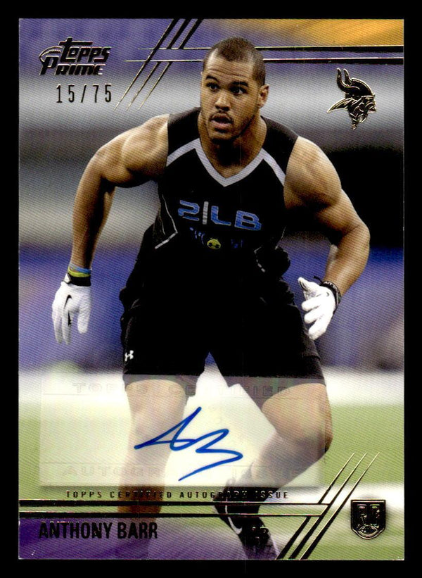 2014 TOPPS PRIME ANTHONY BARR 127 ROOKIE AUTOGRAPHS GOLD 15/75 MINNESOTA VIKINGS