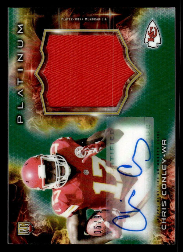 2015 TOPPS PLATINUM CHRIS CONLEY AUTOGRAPH RC REFRACTOR PATCHES GREEN /99 CHIEFS