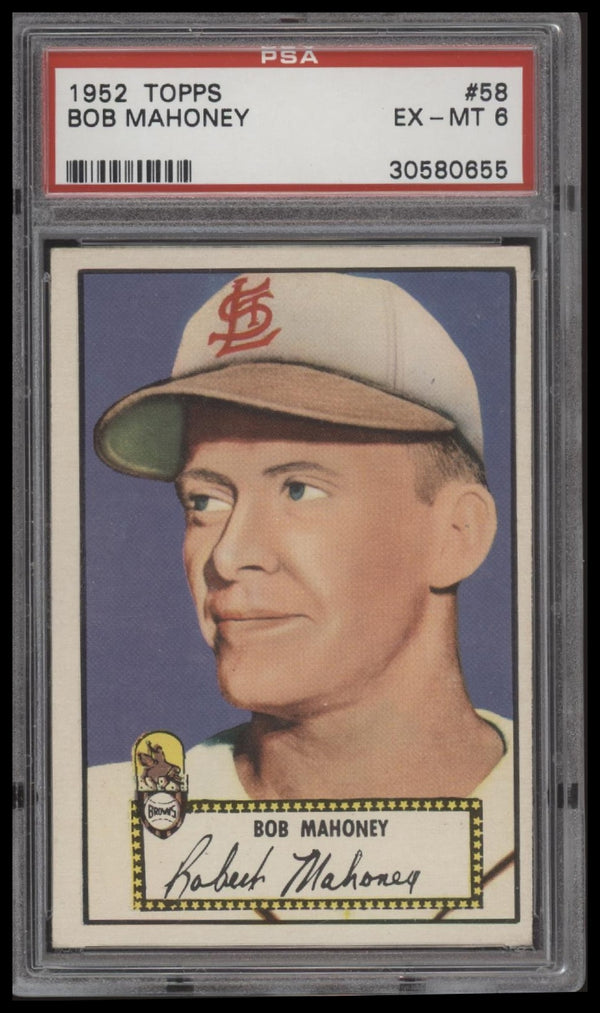 1952 TOPPS BOB MAHONEY 58 EXMT RC PSA 6 BASEBALL ST. LOUIS BROWNS